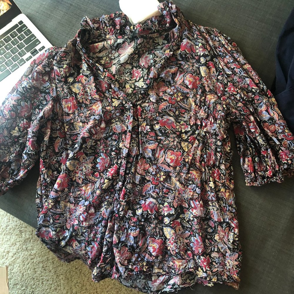 Zara floral silky blouse